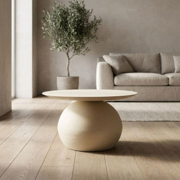 MESA CENTRO BLANCO ROTO ACERO 60 X 60 X 45 CM