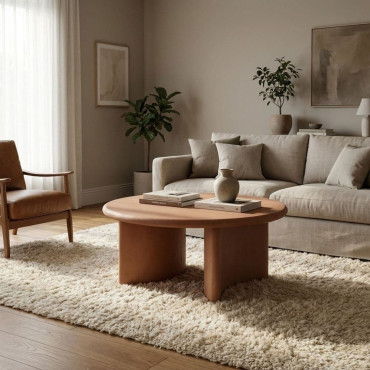 MESA CENTRO TEJA DM-MICROCEMENTO SALÓN 80 X 80 X 38,50 CM