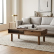 MESA CENTRO MARRÓN MADERA-CRISTAL 120 X 60 X 40 CM