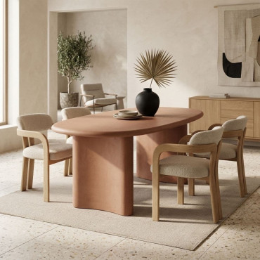 MESA COMEDOR TEJA DM-MICROCEMENTO SALÓN 180 X 90 X 76 CM