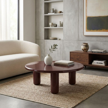 MESA CENTRO LACADO GRANATE DM SALÓN 90 X 90 X 36 CM