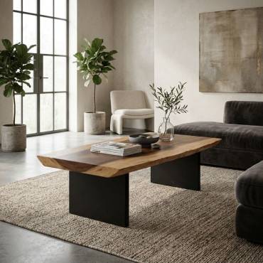 Mesa de Centro Madera y Metal Industrial 150 cm