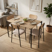 Conjunto de mesa y 4 sillas Naeba Natural Negro Beige - 100 x 75 x 70 cm