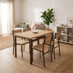 Conjunto de comedor Osaka MDF roble y metal negro - 110 x 75 x 70 cm