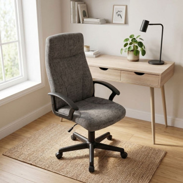 Silla de oficina elevable Tyr tela gris oscuro pata araña negra 60x105x61 cm