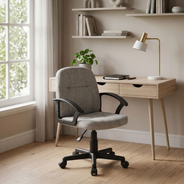 Silla de oficina Hela ergonómica y elevable tapizada en tela gris