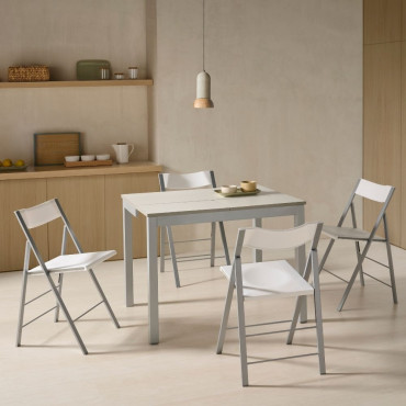 Mesa de Cocina Extensible Elda Blanco - Aluminio 100 x 75 x 45 cm