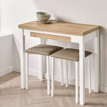 Mesa de Cocina Libro Nube Roble Hércules - Blanca 80 x 77 x 40 cm