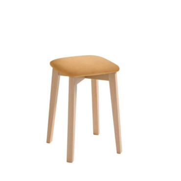 Taburete de madera estilo nórdico modelo Zoe con asiento tapizado en tela Domus color Habana (marrón claro)