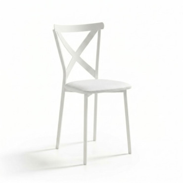 Silla de cocina de estructura blanca modelo Nina respaldo de aspa