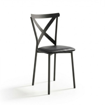 Silla de cocina de estructura negra modelo Nina respaldo de aspa