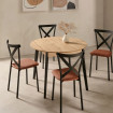 Mesa de Cocina Redonda Helen Roble-Negro 90 x 76 x 90 cm