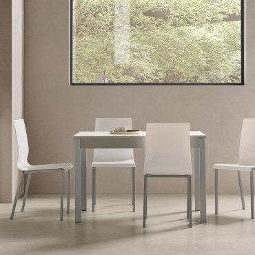 Mesa de cocina extensible Atenas Blanca y Aluminio