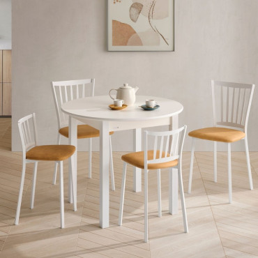 Mesa de Cocina Redonda Extensible Isla - Blanca - 3 Colores de Patas