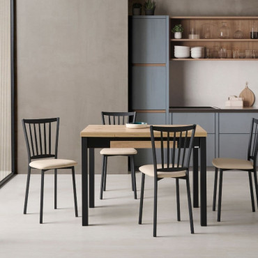 Mesa de Cocina Extensible con Cajón Nube Roble Hércules - Negro