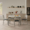 Mesa de Cocina Extensible Cristal Alba Blanco Óptico y Aluminio
