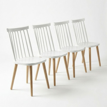 Pack 4 Sillas de cocina Nova Blanco - Natural 42 x 78 x 45 cm
