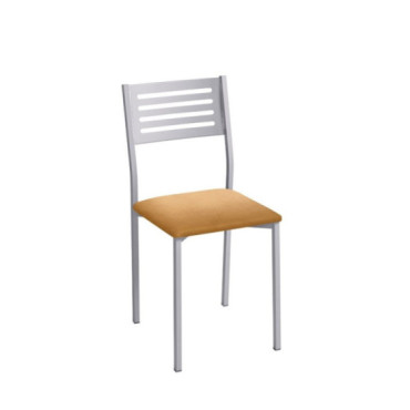 Silla Kelsa Aluminio tapizada en tela Domus color Habana (marrón claro)