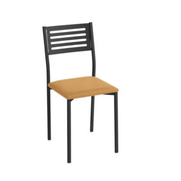Silla Kelsa Negro tapizada en tela Domus color Habana (marrón claro)