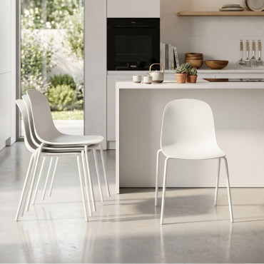 Pack 4 sillas apilables Luna blancas 45x85x52 cm