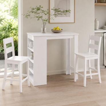 Taburete alto de bar Toledo lacado blanco - 41 x 95,5 x 46,5 cm