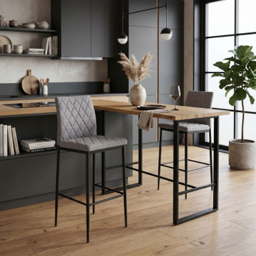 Taburete barra alto Estoril Gris - Negro - 43 x 108 x 48 cm