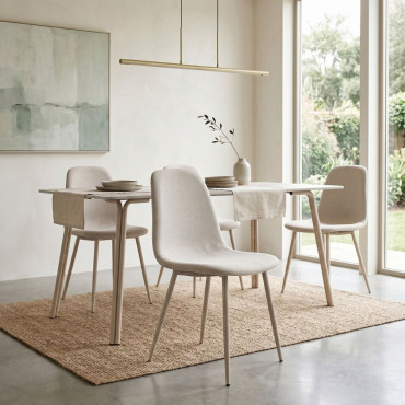 Silla de comedor tapizada Lima Easy Clean Beige crema - 44 x 86 x 53 cm