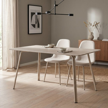 Mesa de salón comedor fija Adriana Piedra sinterizada Travertino - 110 x 75 x 70 cm