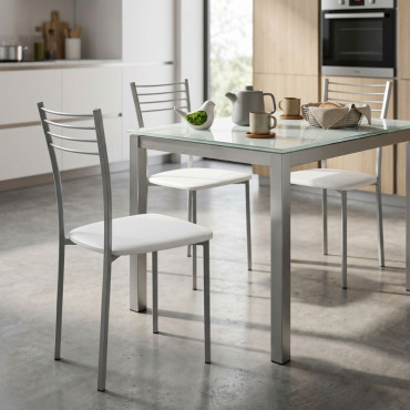 Silla de cocina Colin tapizada PVC Blanco - 42 x 89 x 45 cm