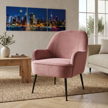 Butaca Amur Tapizado Velvet color Rosa 66 x 80 x 66 cm
