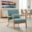 Butaca de madera maciza con brazos Roma tapizado tela Verde - Roble 64,5 x 75 x 80 cm
