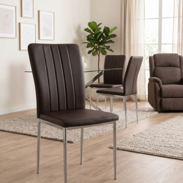 Silla comedor Alana PU Chocolate 47 x 91,5 x 44 cm