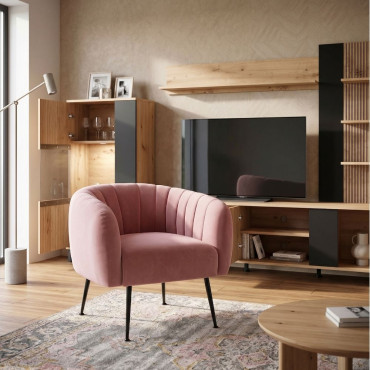 Butaca Teruel Tela Velvet color Rosa 81 x 72 x 75 cm