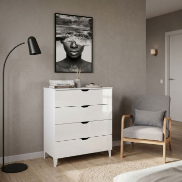Cómoda 4 cajones Loft Blanco Brillo