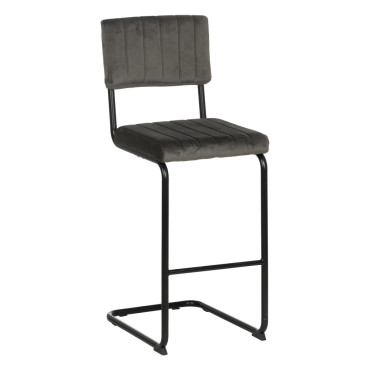 Taburete alto con respaldo Contract estructura metálica tapizado Taupe 44 x 115 x 50 cm