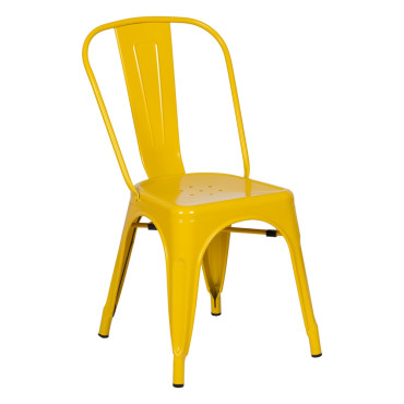 Silla de Comedor Apilable Industrial Dallas Amarillo Metal 45x85x52,5 cm