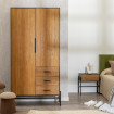 Armario Orleans 2 puertas, 3 cajones Negro - Natural 104 x 203 x 53 cm