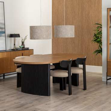 Mesa de comedor ovalada Orleans Negro-Natural 220 x 75 x 113 cm