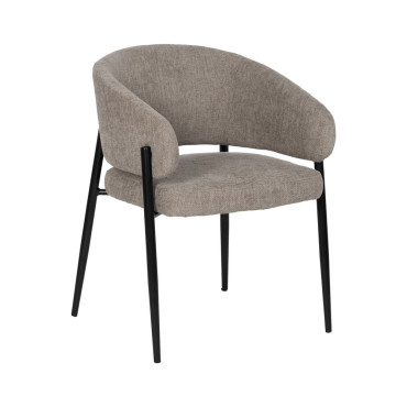 Silla de Comedor Tapizada Taupe Estructura Hierro 60x79x57 cm