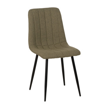 Silla de comedor tapizada en verde con patas de metal 44x88x51 cm