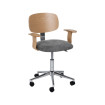 Silla de oficina con ruedas en madera tapizada Gris - Natural 60 x 89 - 101 x 60 cm