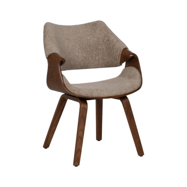 Silla de diseño en madera tapizada Beige - Marrón 61 x 82 x 56 cm