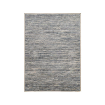 Alfombra de viscosa beige y azul 160 x 230 cm