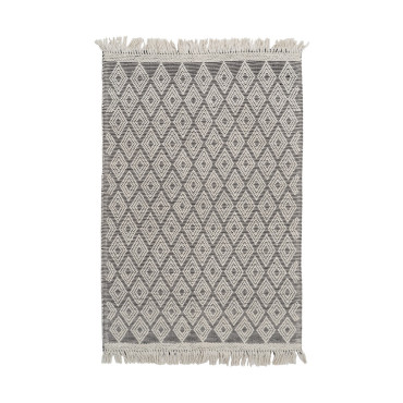 Alfombra Blanco-Negro Tejido Decoración 160 X 230 Cm
