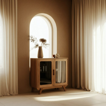 Recibidor 2 puertas Burnie Madera de mango 81 x 83 x 41 cm