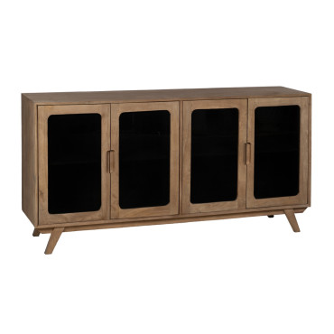 Aparador Burnie 4 puertas vitrina Madera de mango 162 x 83 x 41 cm