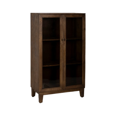 Vitrina en madera de mango marrón con puertas de cristal 80 x 140 x 40 cm