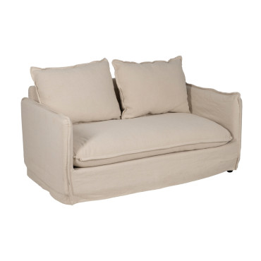 Sofá de 2 plazas desenfundable Crema 160 x 85 x 95 cm