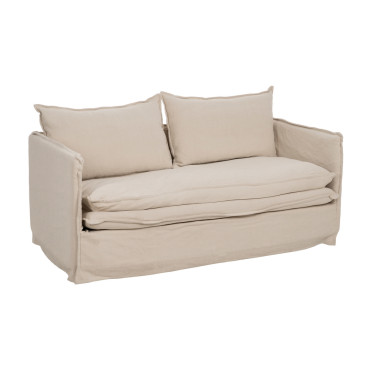 Sofá de 2 plazas desenfundable tapizado Crema 180 x 89 X 97 cm