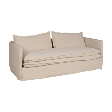Sofá de 3 plazas Crema Tejido-Madera 210 X 97 X 89 cm